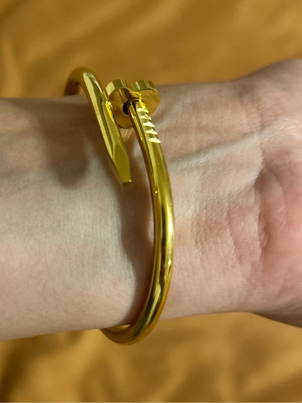 Gold Nail Hinged Cuff Bracelet - Women's Jewelry